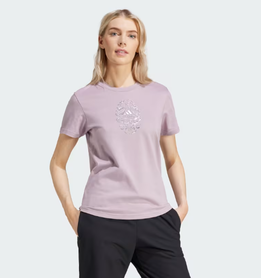 adidas  W Matalic Tee Prlofi Metalik Baskılı T-Shirt IN6449
