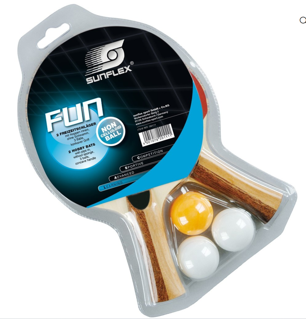 Sunflex Fun P.P. 2 Raket + 3 Top Masa Tenisi Seti 20111
