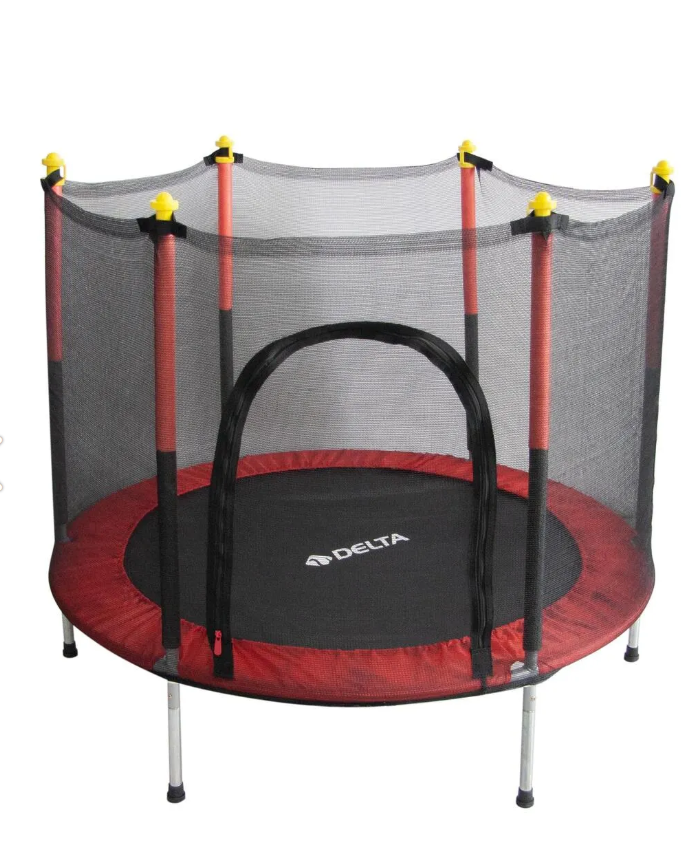 Delta Güvenlik Korumalı Fileli 140 Cm Özel Fermuar Güven Konforlu Çocuk Trampolini 55 İnç Trambolin-KIRMIZI