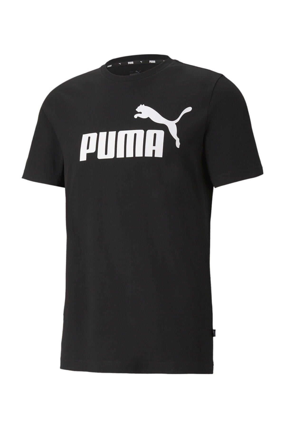 Puma Ess Logo Tee Erkek T-shirt Black 586666-01