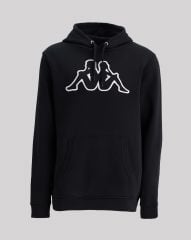 Kappa Logo Airiti Erkek Siyah-Siyah-Beyaz Regular Fit Sweatshirt 381F7CW