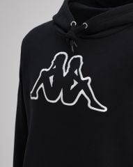 Kappa Logo Airiti Erkek Siyah-Siyah-Beyaz Regular Fit Sweatshirt 381F7CW