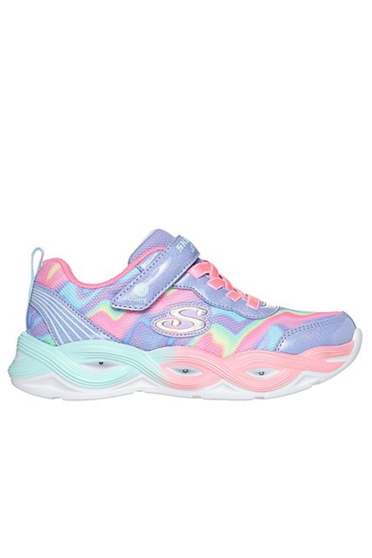 Skechers Twisty Glow - Sorbet Swirl Büyük Kız Çocuk Gri Işıklı Spor Ayakkabı 303716L PWMT
