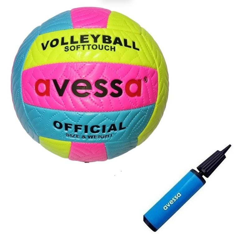 Avessa Vlm-700 Makina Dikişli Soft Touch 280 Gr Fosforlu Deri Voleybol Topu No:5 + Top Pompası