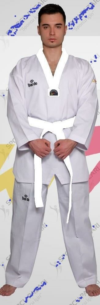 Daedo 1021 Fitilli Kumaş Beyaz Yaka Taekwondo Dobok