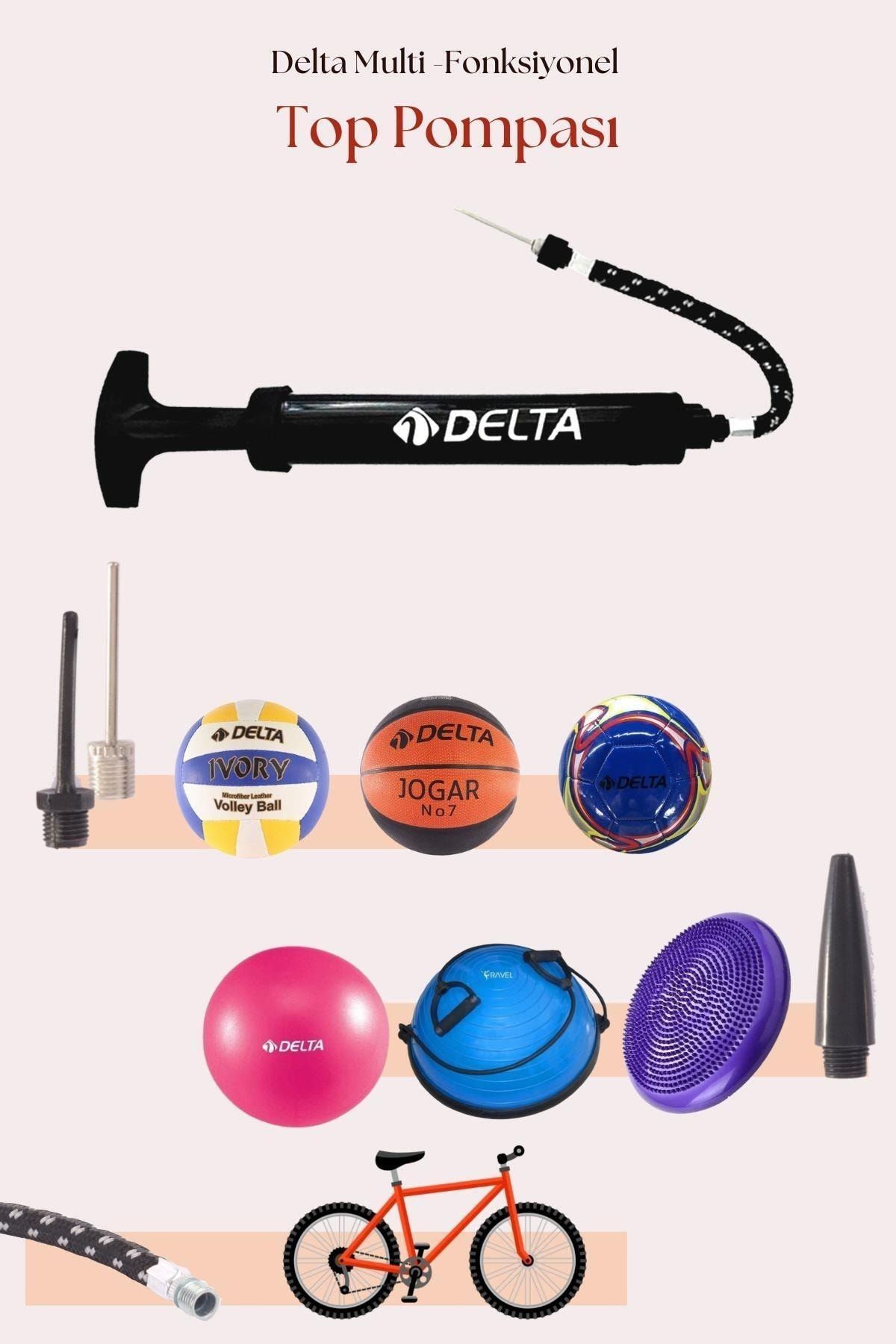 Delta Top Pompası Futbol Basketbol Voleybol Hentbol Pilates Ve Bosu Topu Denge Diski Şişirme Pompası