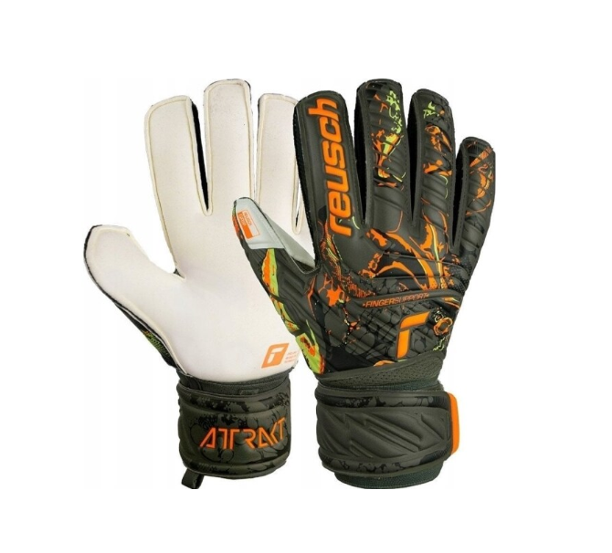 Reusch Attrakt Grip Parmak Desteği Kemikli kaleci eldiveni yeşil 5370010-5556